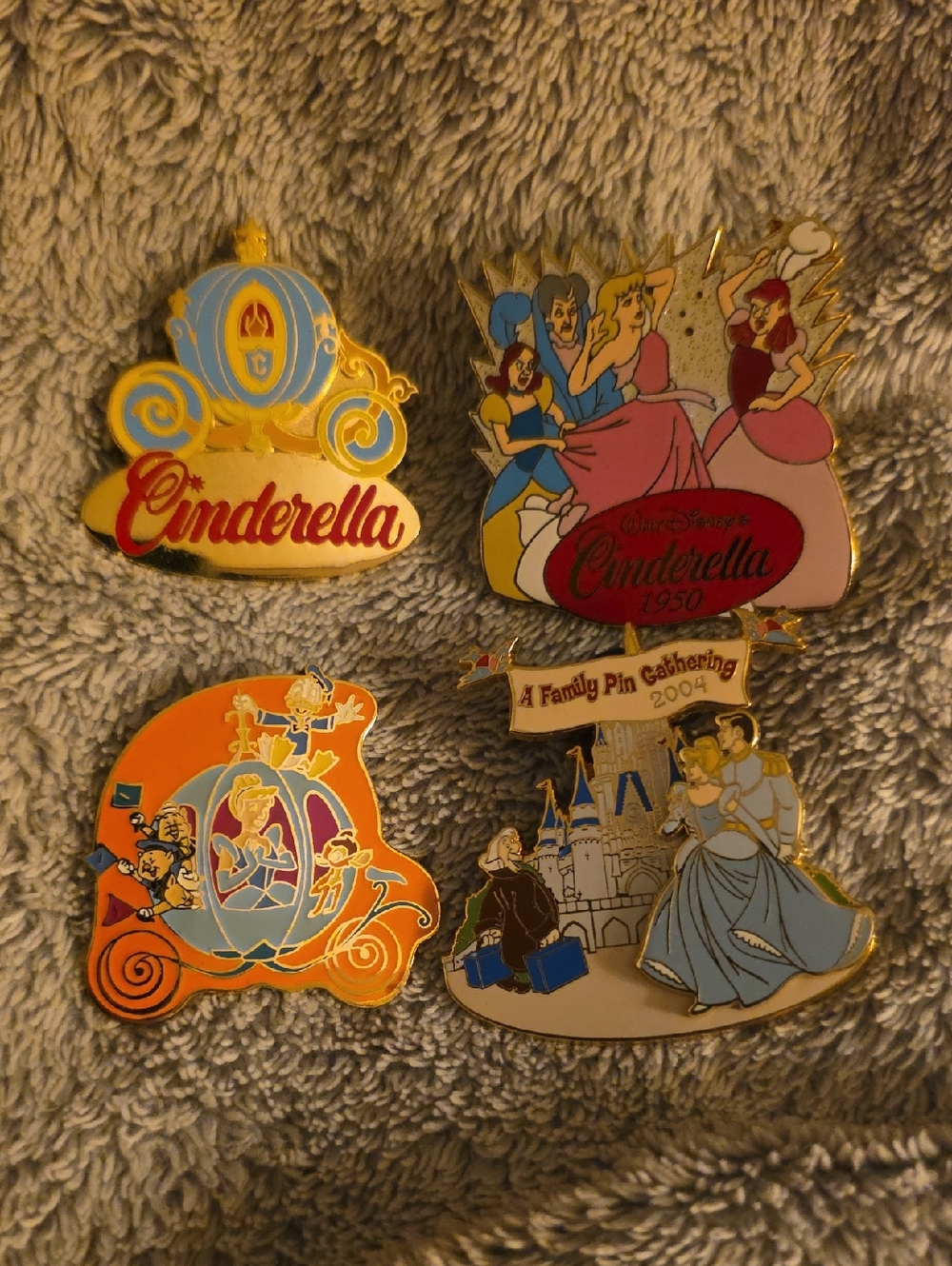 Disney Cinderella Enamel Pin Set - Blue, Pink, Gold, Orange